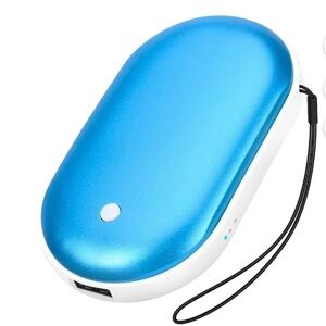 Portable Hand Warmer Power Bank - Metallic Blue & White